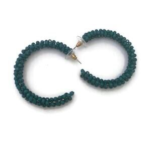 Turquoise Twist Bead Hoop Earrings